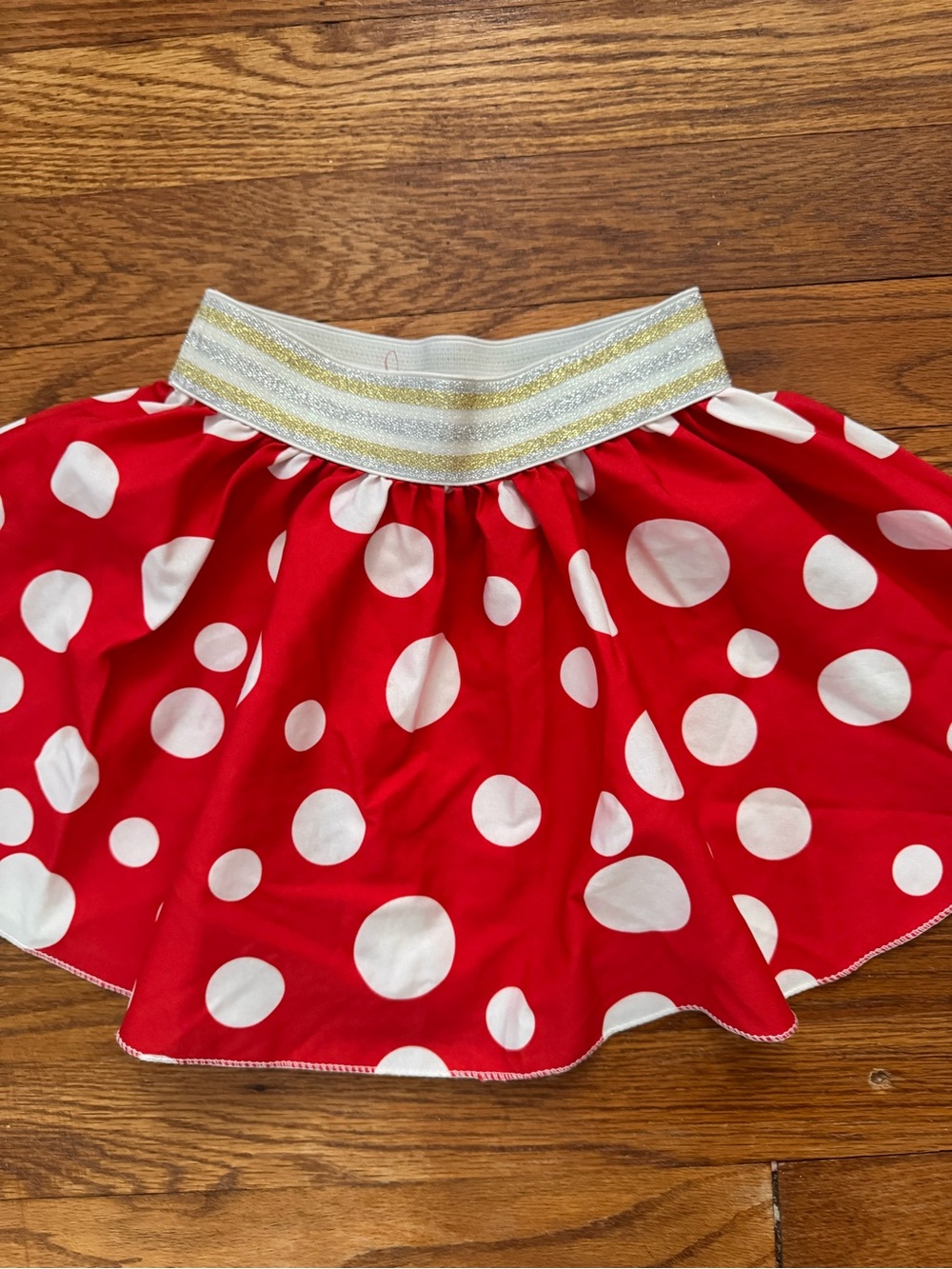 Source Unknown Red Polka Dot Skater Skirt with Glitter Waistband